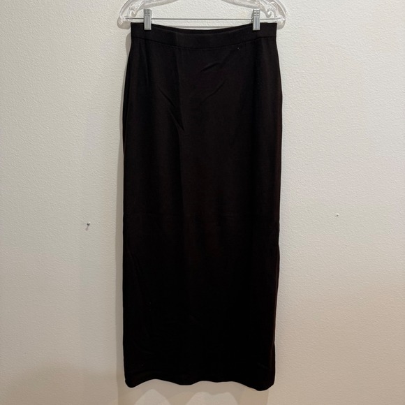 St. John Dresses & Skirts - St John Evening Marie Gray Wool Knit Maxi Skirt Brown Espresso Slit Size 10
